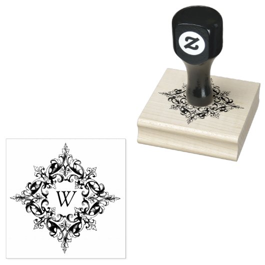 Ingewikkeld geschoven Lijst met aangepaste monogra Rubberstempel (Gestempeld)