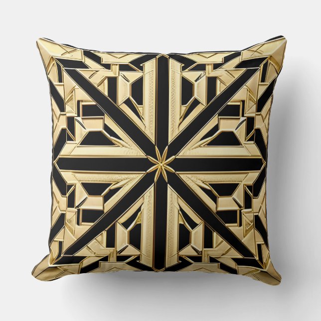 Ingewikkeld gouden geometrisch patroon kussen (Voorkant)