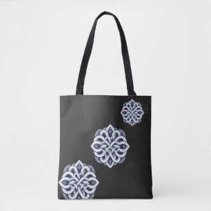Ingewikkeld in elkaar grijpend Keltisch knoopornam Tote Bag