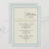 Ingewikkeld kruis (blauw-grijs) religieuze uitnodi kaart (Voorkant / Achterkant)