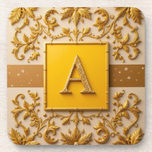 Ingewikkeld letter A-ontwerp met gouden randen Bier Onderzetter