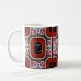 Ingewikkeld Mandala-ontwerp met 'Luister naar lief Koffiemok