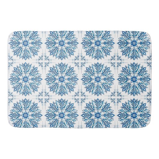 Ingewikkeld ontwerp van blauwe sneeuwvlok badmat (Voorkant)