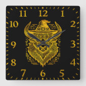 Ingewikkeld ontwerp van een bizon met een Pet Vierkante Klok (Voorkant)