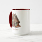 Ingewikkeld ontworpen peperkoek huis koffie mok (Voorkant links)