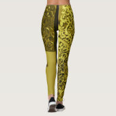 Ingewikkeld ornamentaal ontwerp art geel leggings (Achterkant)