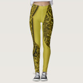 Ingewikkeld ornamentaal ontwerp art geel leggings (Voorkant)