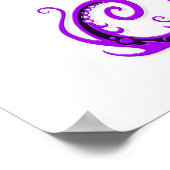 Ingewikkeld Paars zeehoorsontwerp op wit Poster (Hoek)