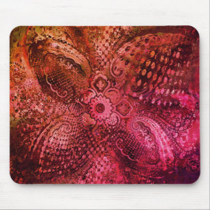 Ingewikkeld paisleymotief in donkerrood muismat