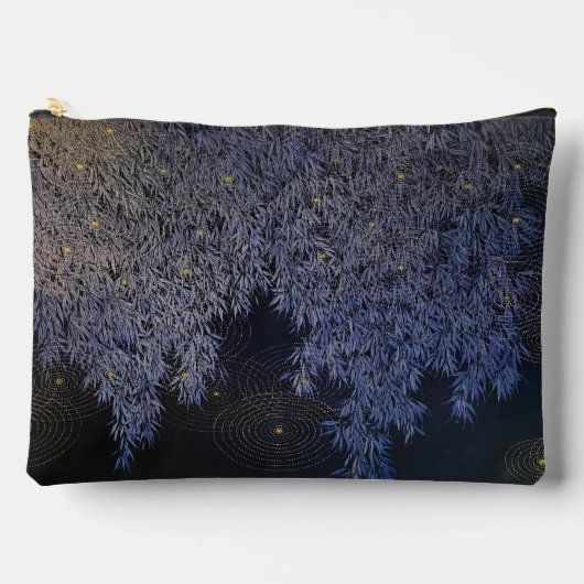 Ingewikkeld patroon rimpelingen blauwe tint blader etui (Voorkant)