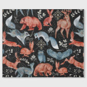 Ingewikkeld patroon van bosdieren cadeaupapier (Vlak)