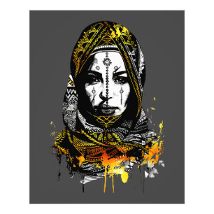 Ingewikkeld portret van een tribale vrouw foto afdruk