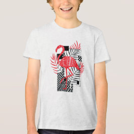 Ingewikkeld rood flamingo patroon - Exotische trop Tri-Blend Shirt