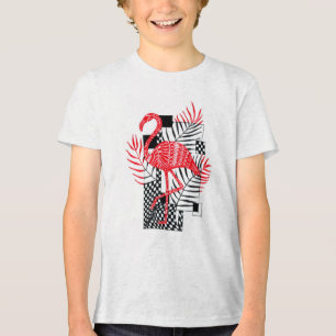 Ingewikkeld rood flamingo patroon - Exotische trop Tri-Blend Shirt