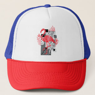 Ingewikkeld rood flamingopatroon - Exotische tropi Trucker Pet