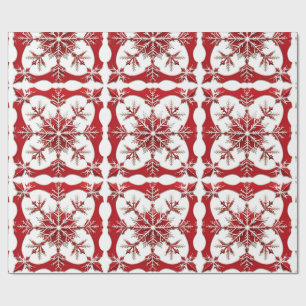 Ingewikkeld rood sneeuwvlokontwerp cadeaupapier