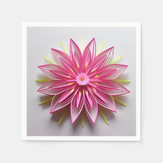 Ingewikkeld roze bloemen origami ontwerp servet (Voorkant)