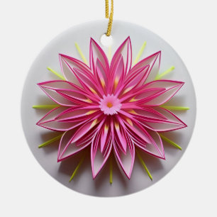 Ingewikkeld roze bloemig origamiontwerp keramisch ornament
