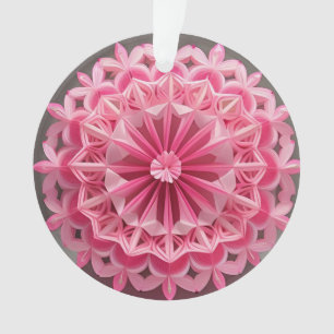 Ingewikkeld roze bloemig origamiontwerp ornament