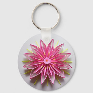 Ingewikkeld roze bloemig origamiontwerp sleutelhanger