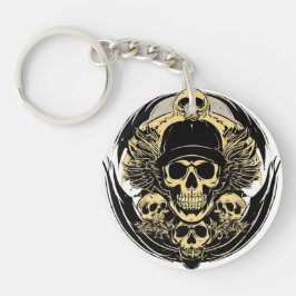 Ingewikkeld schedelontwerp sleutelhanger