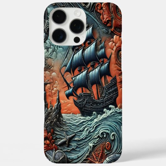 Ingewikkeld schip dat door een wilde oceaanscène v Case-Mate iPhone case (Achterkant)