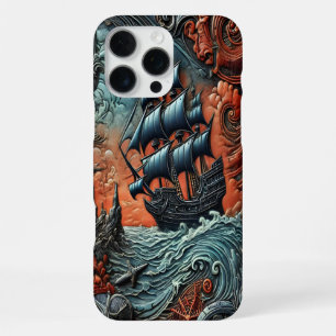Ingewikkeld schip zeilt door een wilde oceaanscène iPhone 16 pro max hoesje