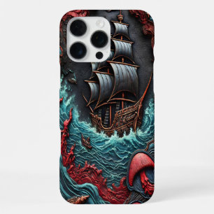 Ingewikkeld schip zeilt door onstuimige wateren iPhone 16 pro max hoesje