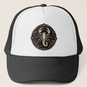 Ingewikkeld schorpioenontwerp met sierlijke accent trucker pet