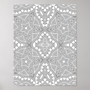 Ingewikkeld Ster Mandala Patroon Kleurplaat Kunst Poster