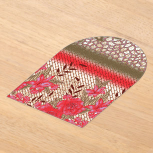 Ingewikkeld stoffenontwerp met bloemmotieven acryl uitnodigingen