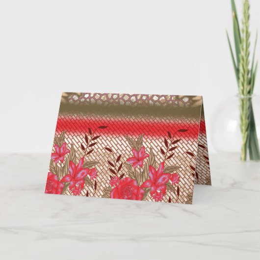 Ingewikkeld stoffenontwerp met bloemmotieven bedankkaart (Voorkant)