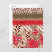 Ingewikkeld stoffenontwerp met bloemmotieven feestdagenkaart (Voorkant / Achterkant)
