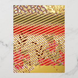 Ingewikkeld stoffenontwerp met bloemmotieven folie feestdagen briefkaart