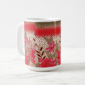 Ingewikkeld stoffenontwerp met bloemmotieven koffiemok (Voorkant links)