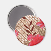 Ingewikkeld stoffenontwerp met bloemmotieven magneet (Voorkant / Achterkant)