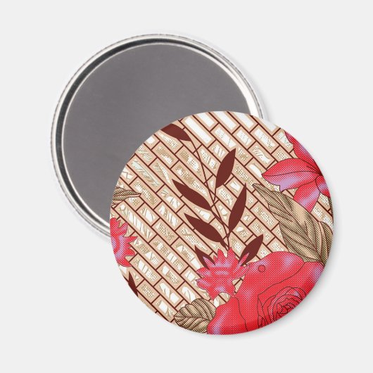 Ingewikkeld stoffenontwerp met bloemmotieven magneet (Voorkant / Achterkant)