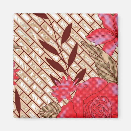 Ingewikkeld stoffenontwerp met bloemmotieven magneet (Voorkant)