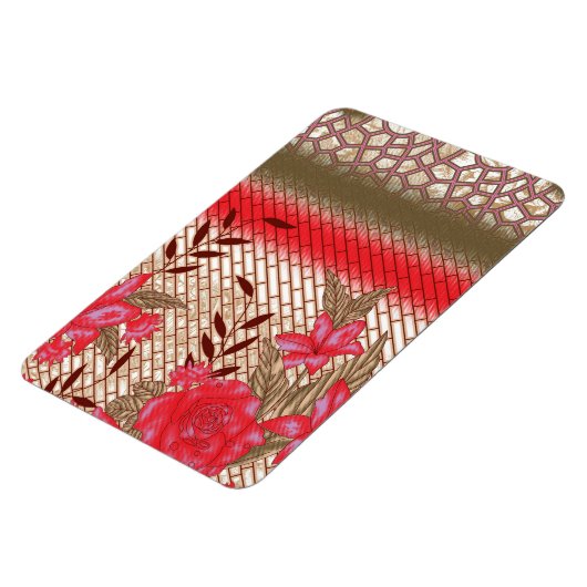 Ingewikkeld stoffenontwerp met bloemmotieven magneet (Linkerzijde)