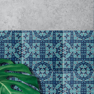 Ingewikkeld Symmetrisch Zacht Blauw en Indigo Tegeltje