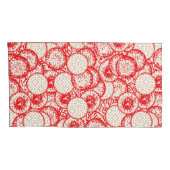 Ingewikkeld textielontwerp met rood, goud en kussensloop (Achterkant-Rechts)