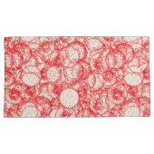 Ingewikkeld textielontwerp met rood, goud en kussensloop (Voorkant-Rechts)