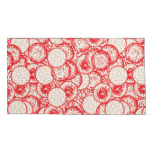 Ingewikkeld textielontwerp met rood, goud en kussensloop (Achterkant-Links)