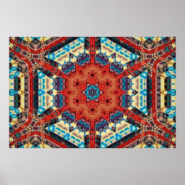 Ingewikkeld Vibrant Kaleidoscopisch Starburstpatro Poster
