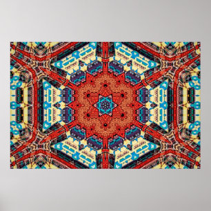 Ingewikkeld Vibrant Kaleidoscopisch Starburstpatro Poster