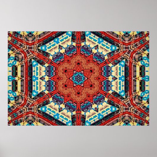 Ingewikkeld Vibrant Kaleidoscopisch Starburstpatro Poster (Voorkant)
