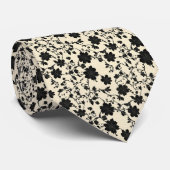 Ingewikkeld zwart bloemenpatroon stropdas (Opgerold)