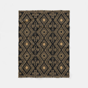 Ingewikkeld zwart gouden geometrisch oppervlakpatr fleece deken