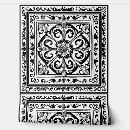 Ingewikkeld zwart-wit behang