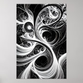 Ingewikkelde Abstracte Black White Mind Art Poster (Voorkant)